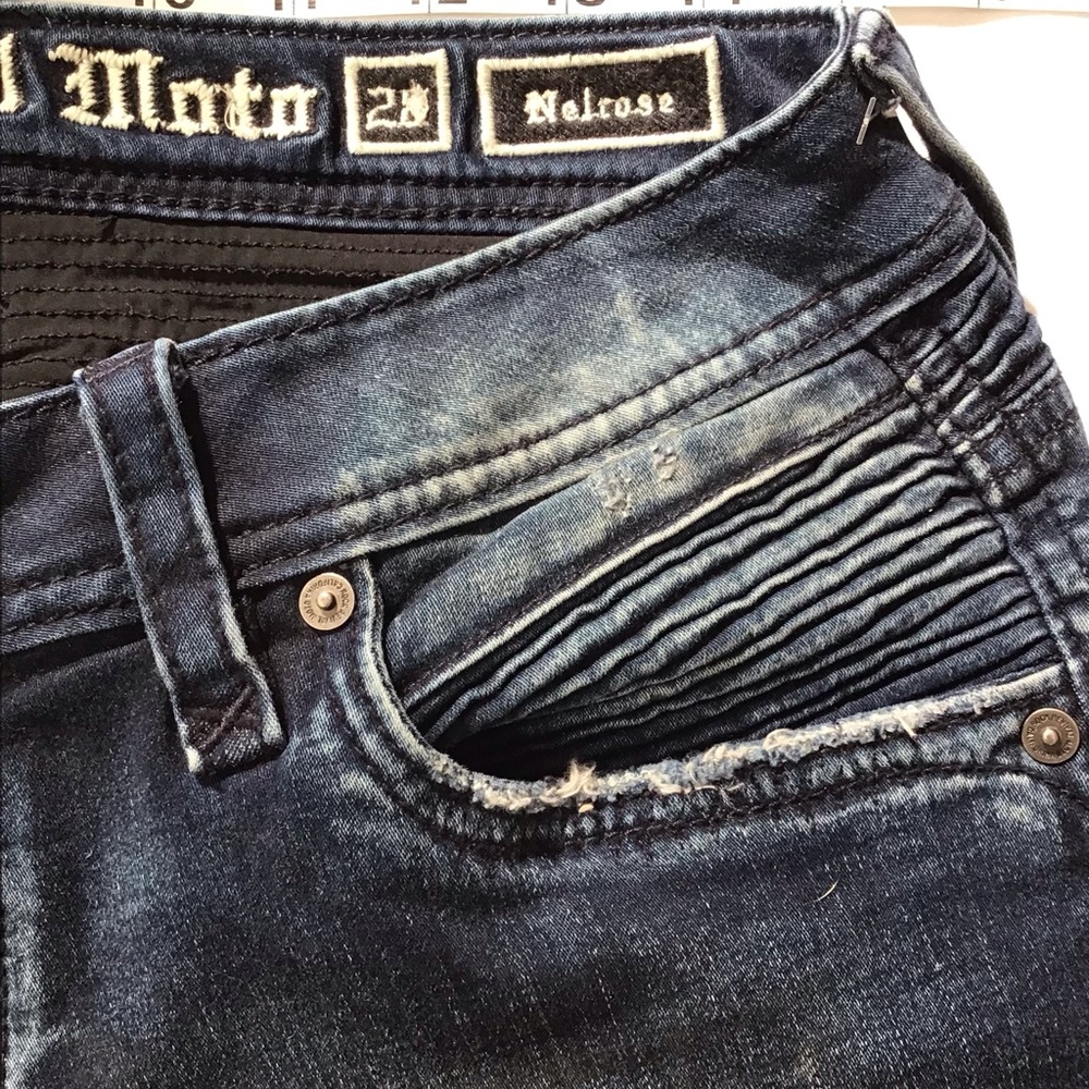 Rock Revival Women's Dark Blue Skinny Moto Jeans sz 28 - Picture 11 of 15